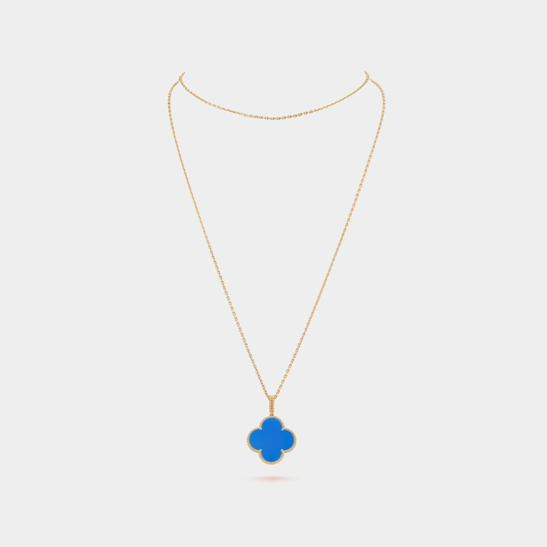Magic Alhambra Long Necklace 1 motif Yellow Gold Agate