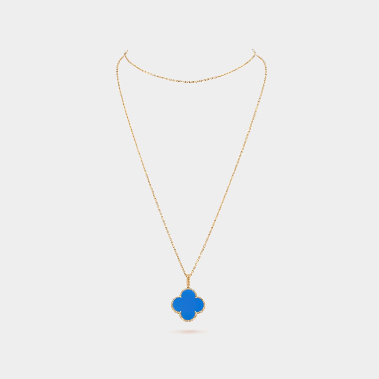 Magic Alhambra Long Necklace 1 motif Yellow Gold Agate