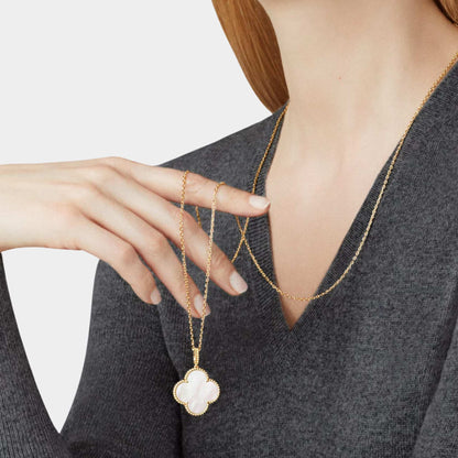 Magic Alhambra Long Necklace 1 Motif Yellow Gold Mother Of Pearl