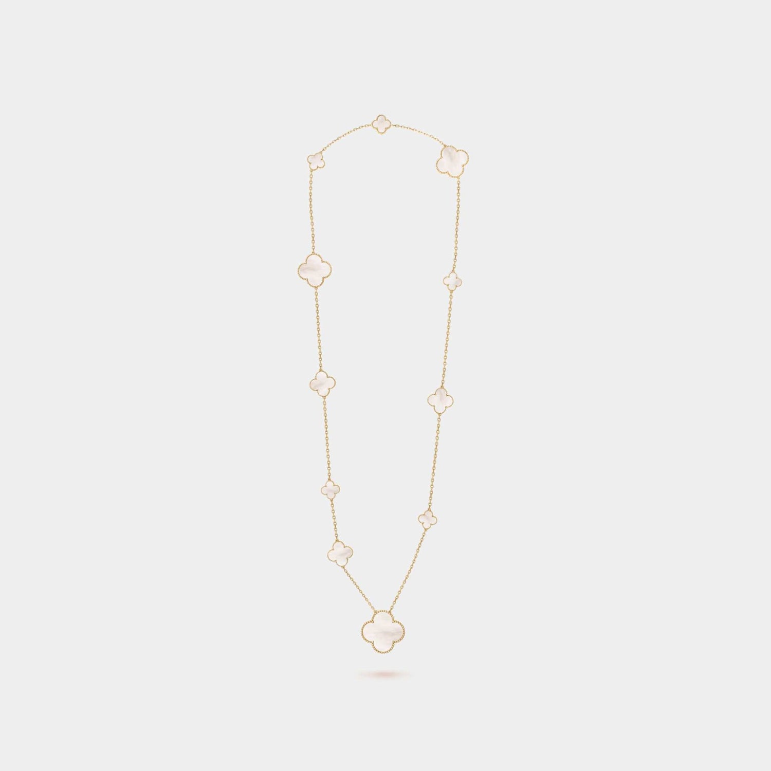 Magic Alhambra Long Necklace 11 Motifs Yellow Gold Mother Of Pearl