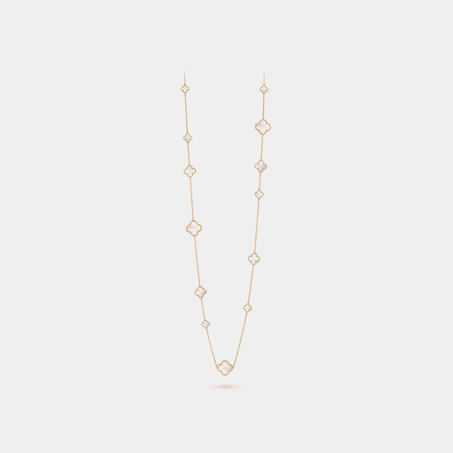 Magic Alhambra Long Necklace 16 Motifs Yellow Gold Mother Of Pearl