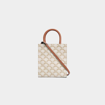 Mini Vertical Cabas In Triomphe Canvas With Celine Print