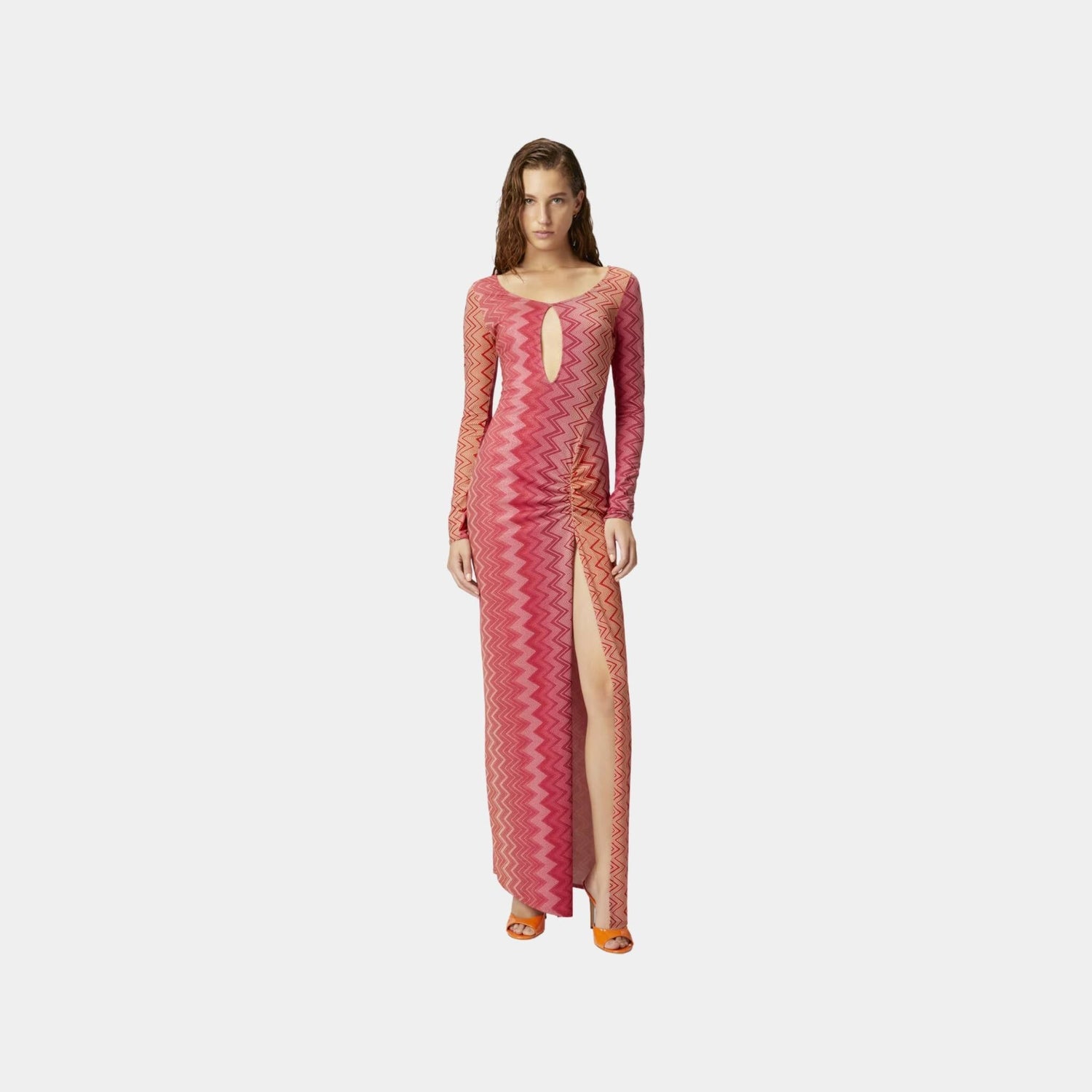 Cover Up Dress In Stretch Nylon Zigzag Lame