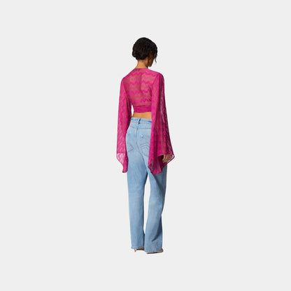 Crop Top In Zigzag Lame Viscose