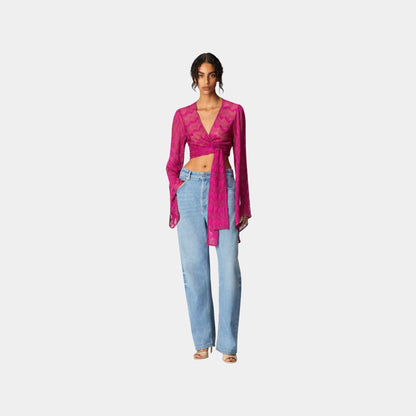 Crop Top In Zigzag Lame Viscose