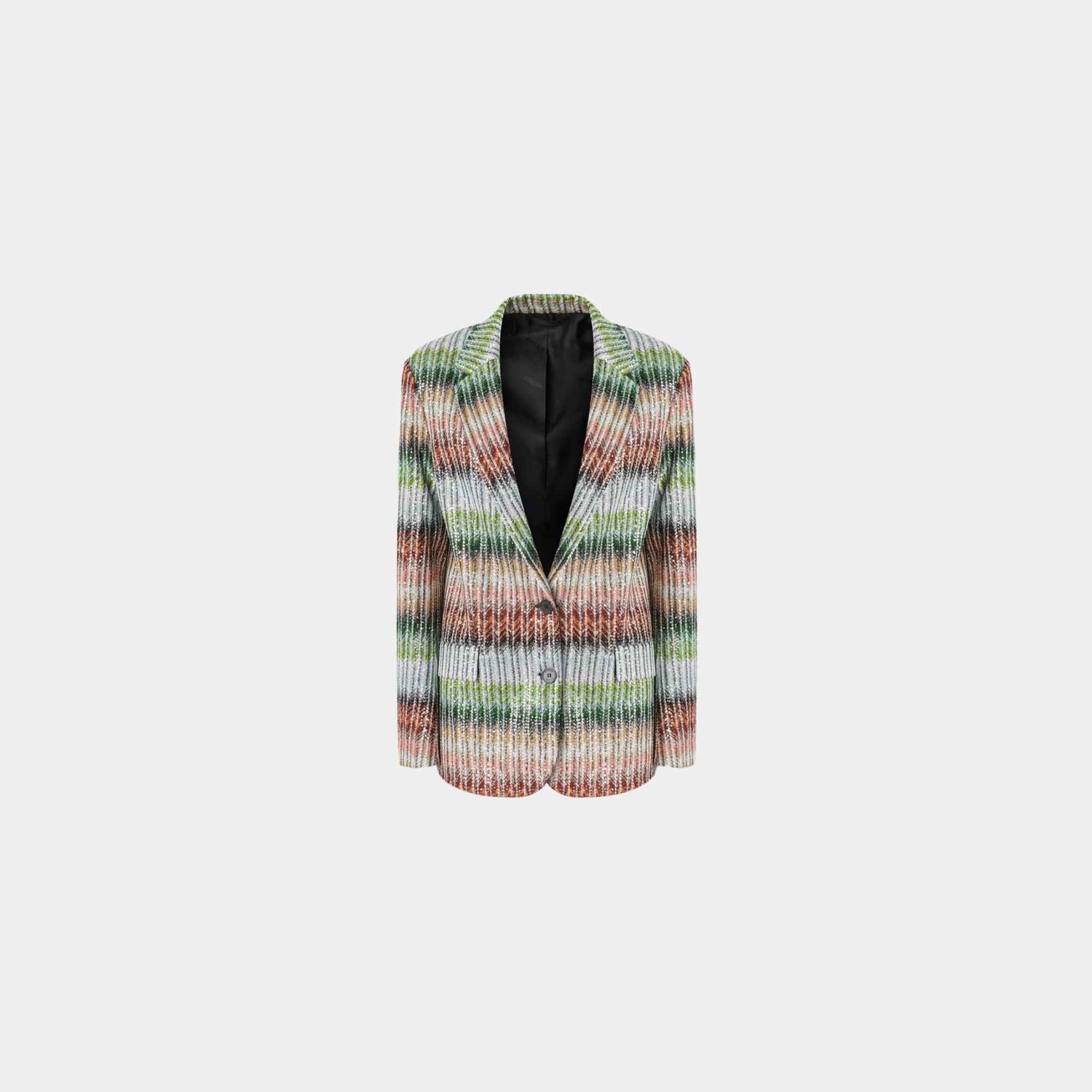 Degrade Zigzag Knit Blazer With Sequins