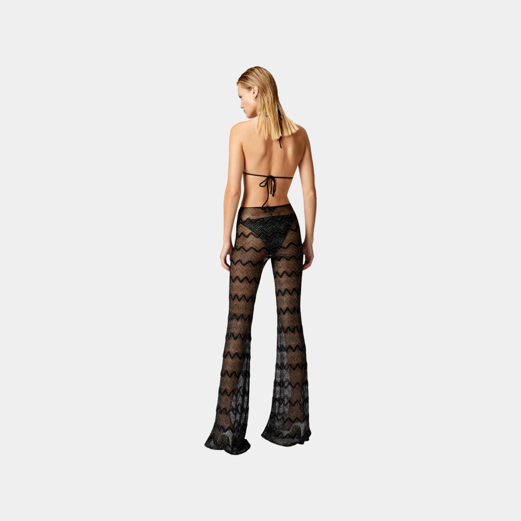 Flare Cover Up Trousers In Zigzag Lame Viscose
