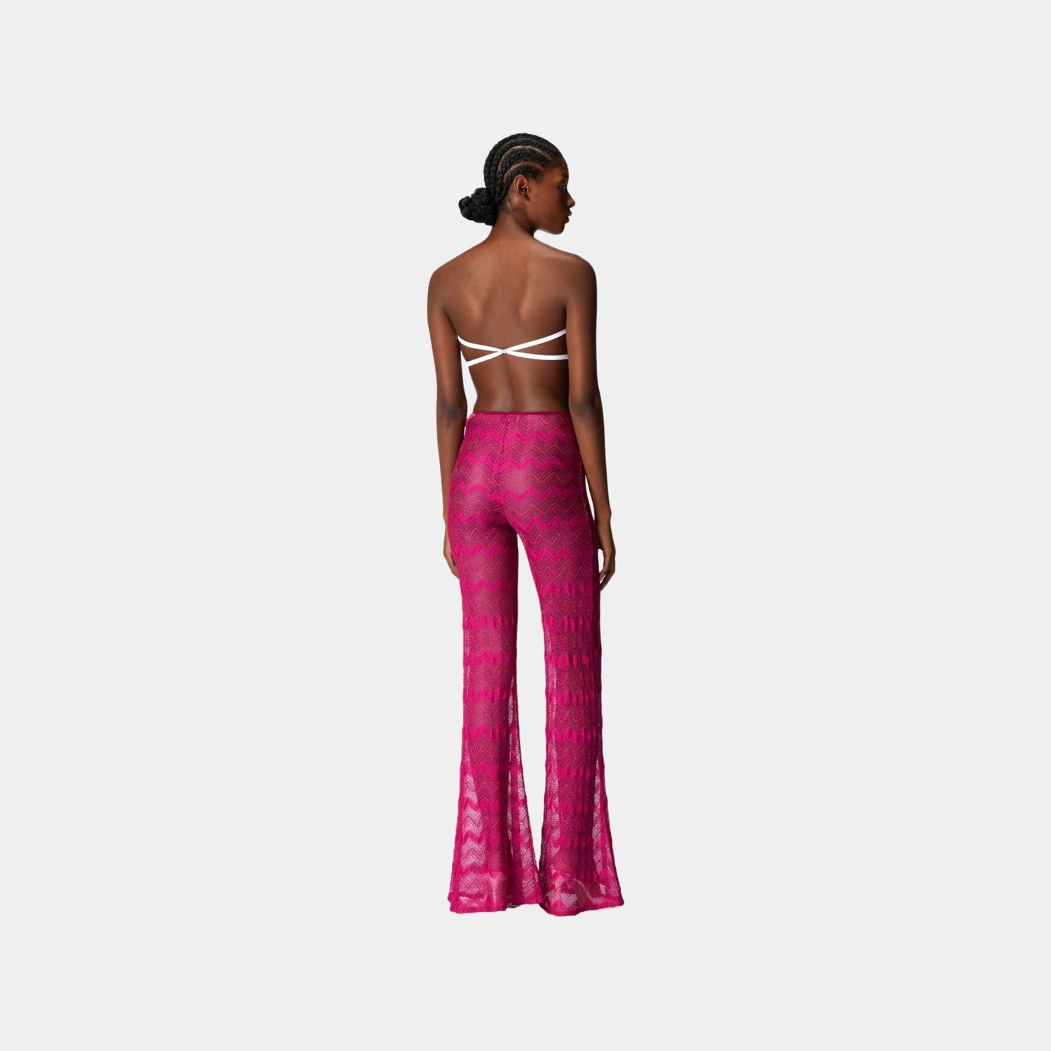 Flare Cover Up Trousers In Zigzag Lame Viscose