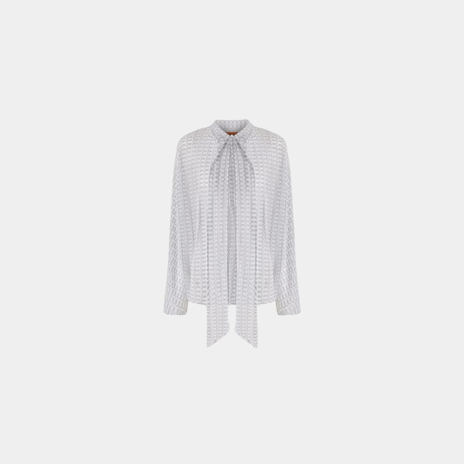 Lame Viscose Lace Blouse With Sash Collar