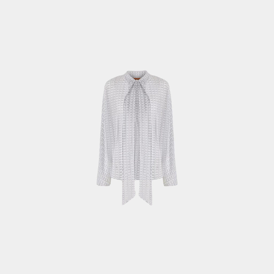 Lame Viscose Lace Blouse With Sash Collar