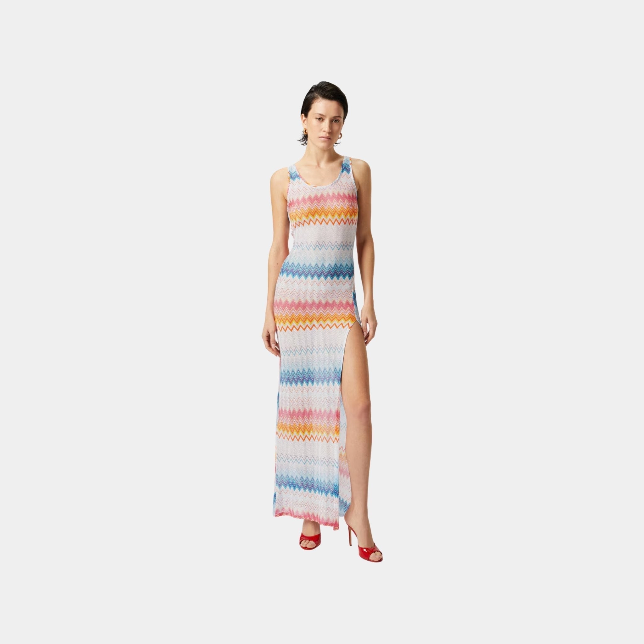 Long Cover Up In Viscose Zigzag Lame