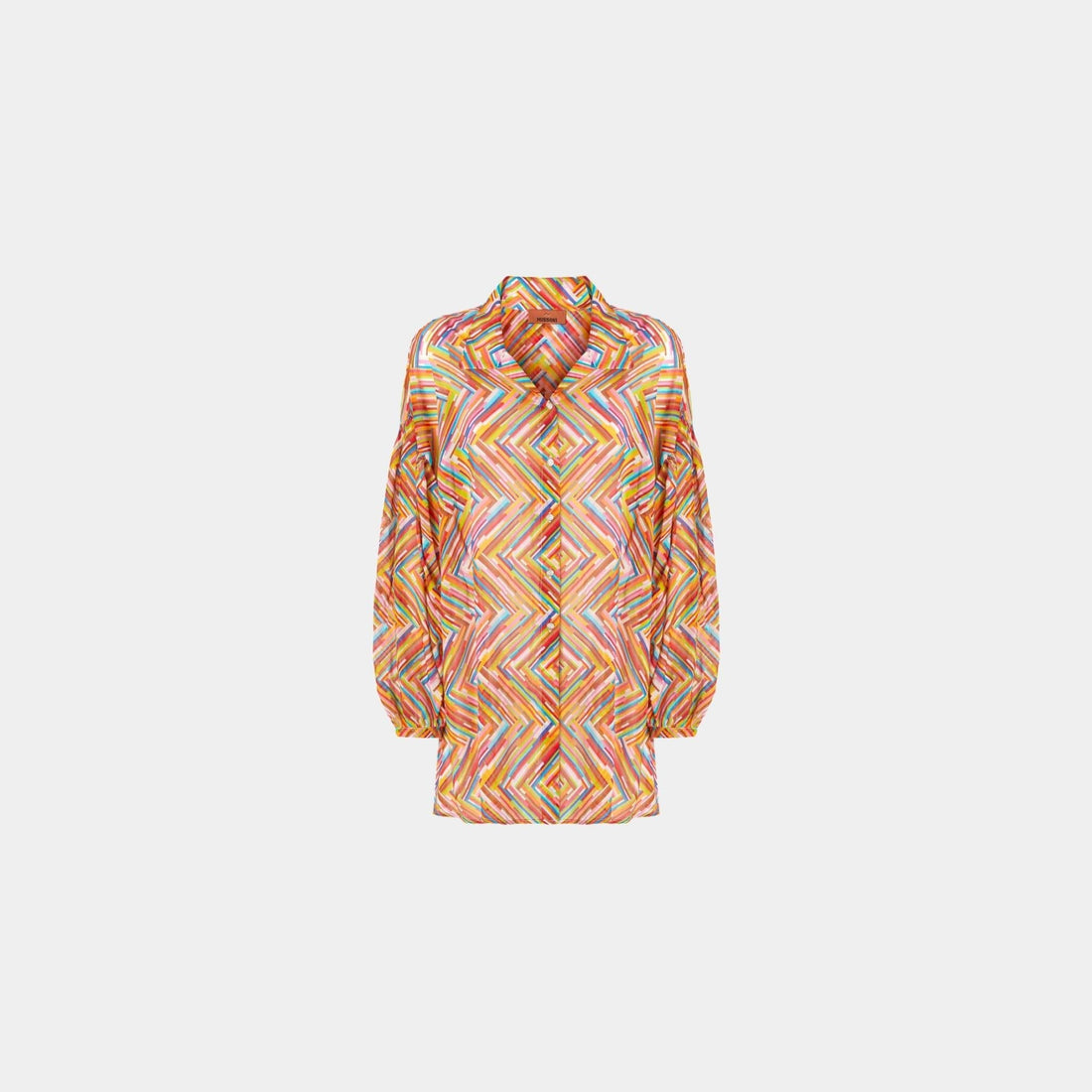 Oversized Shirt In Printed Cotton And Silk Blend