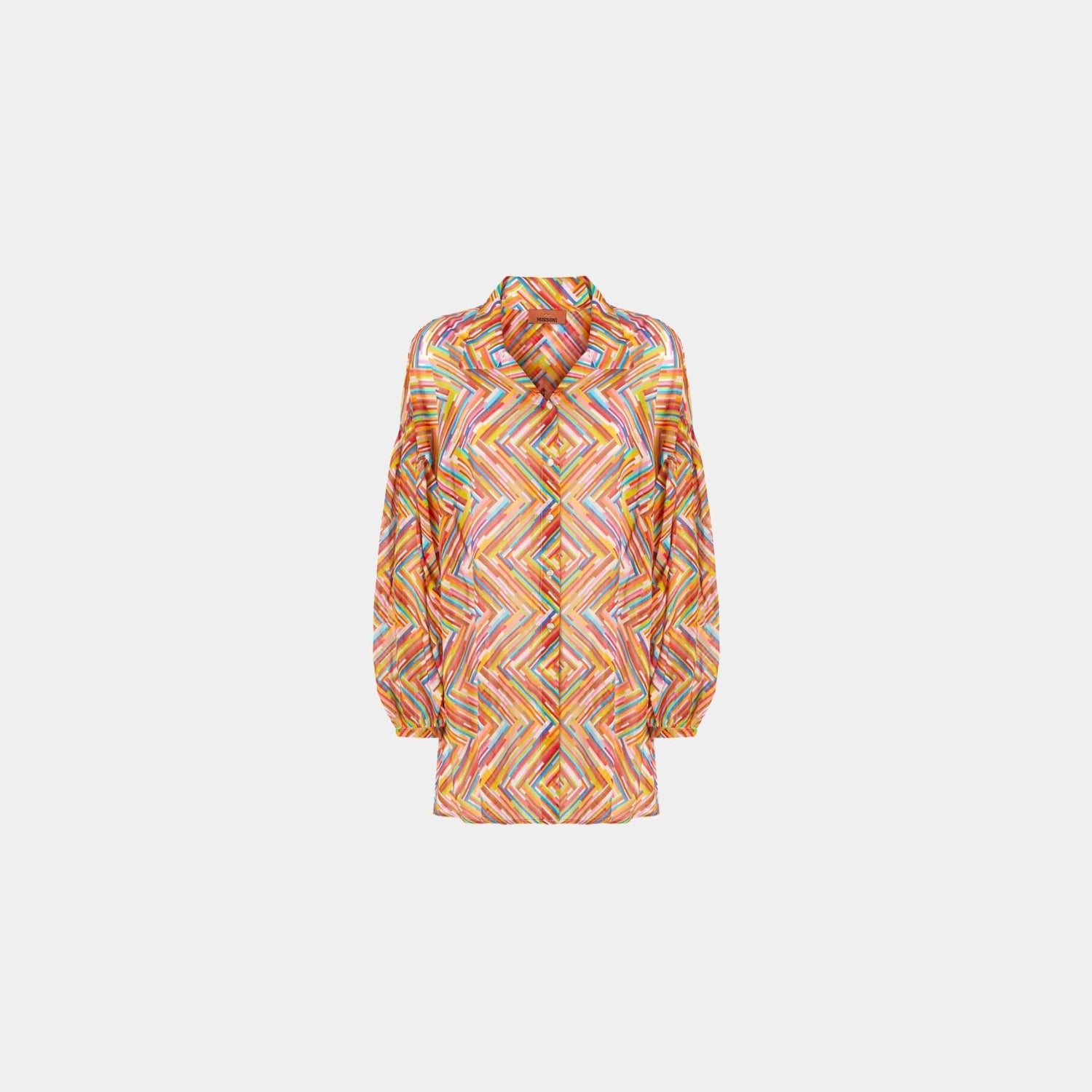 Oversized Shirt In Printed Cotton And Silk Blend