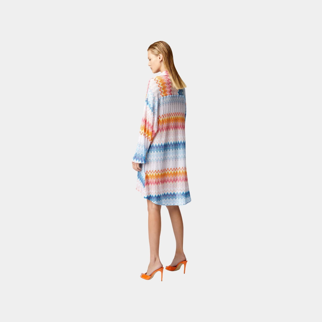 Oversized Shirt In Zigzag Lame Viscose Blend
