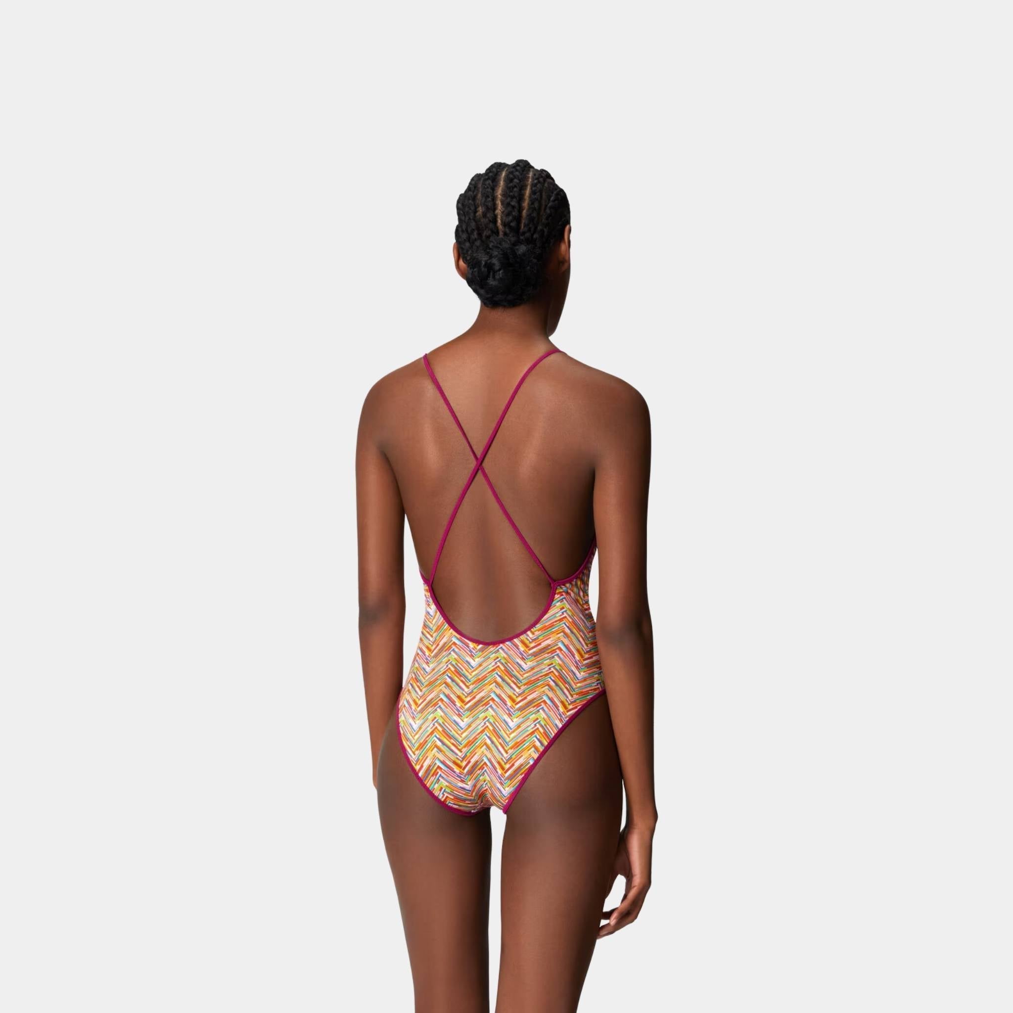 Reversible One Piece Swimsuit With Print And V Neck