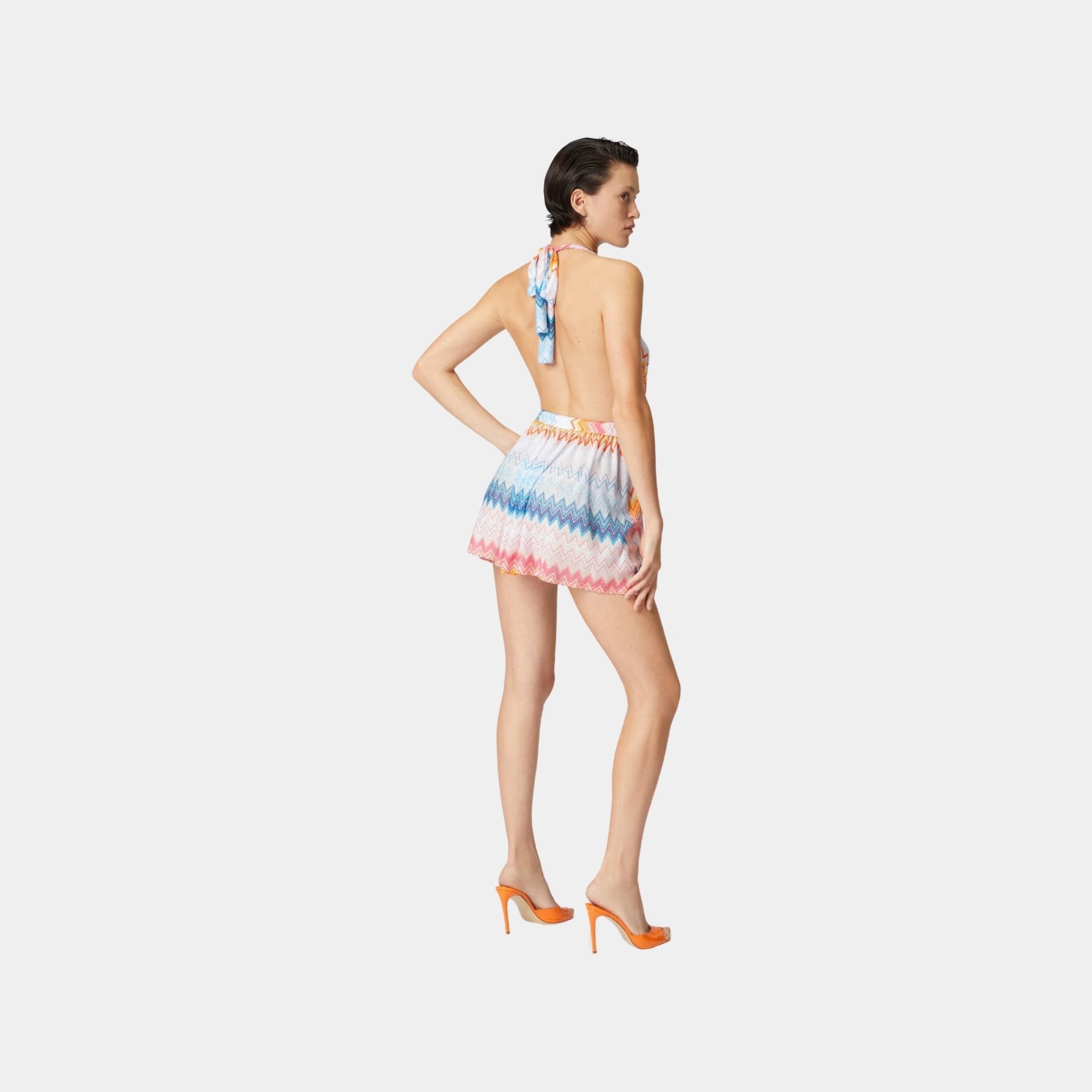 Short Jumpsuit In Viscose Blend Zigzag Lame
