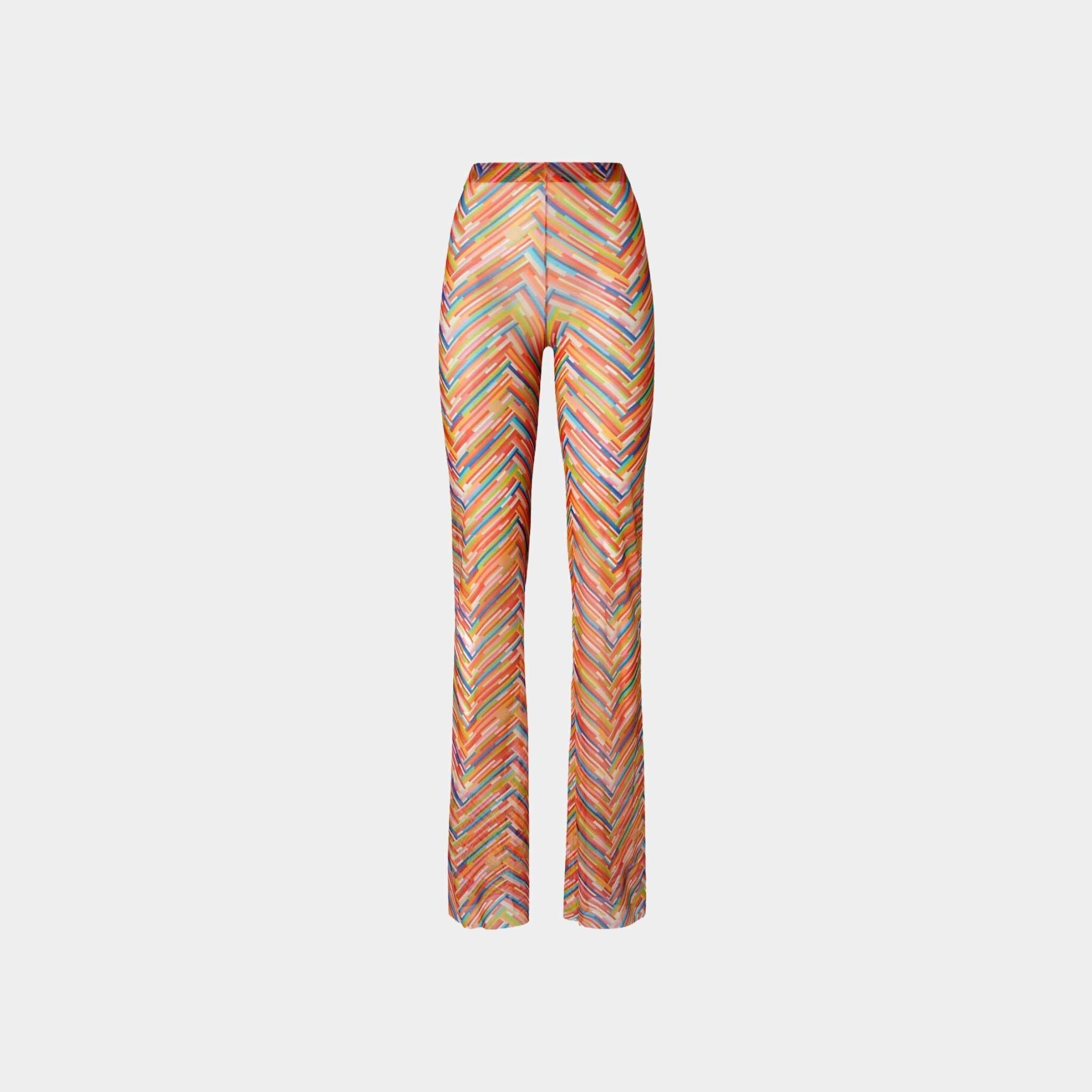 Straight Trousers In Printed Tulle