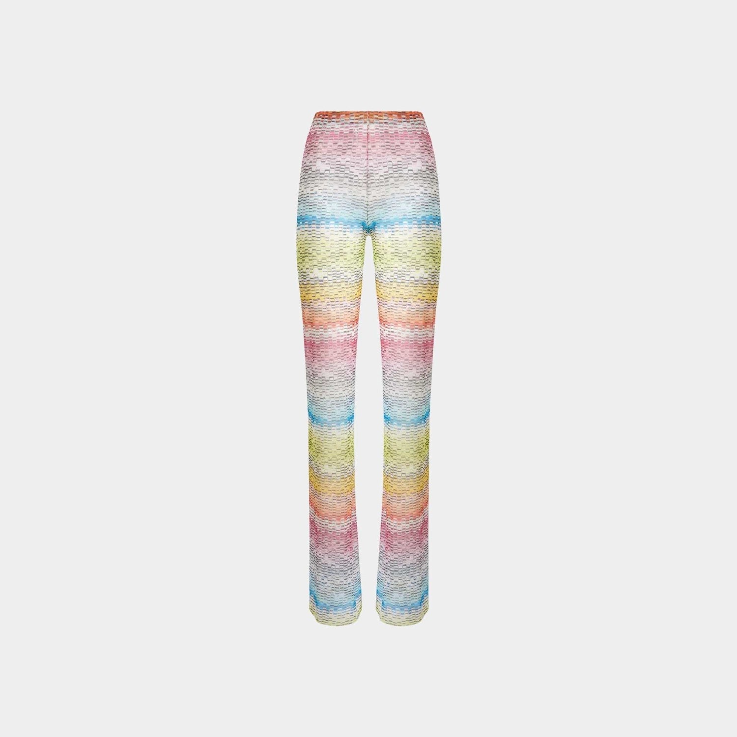 Straight Trousers In Printed Tulle