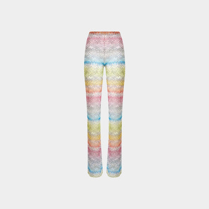 Straight Trousers In Printed Tulle