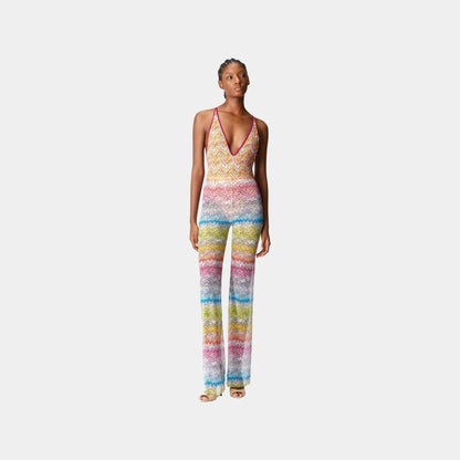 Straight Trousers In Printed Tulle