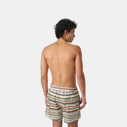 Swimming Trunks In Zigzag Print Nylon