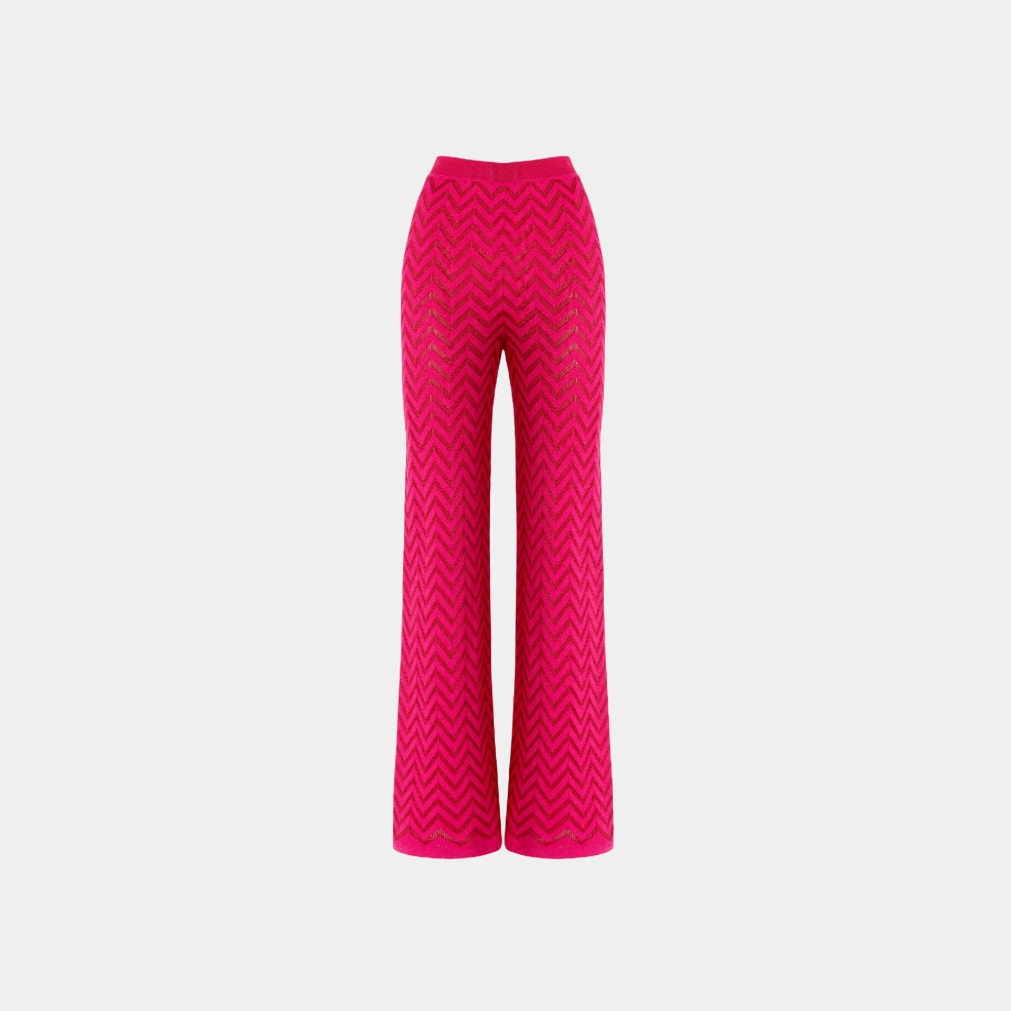 Tonal Chevron Pattern Straight Trousers