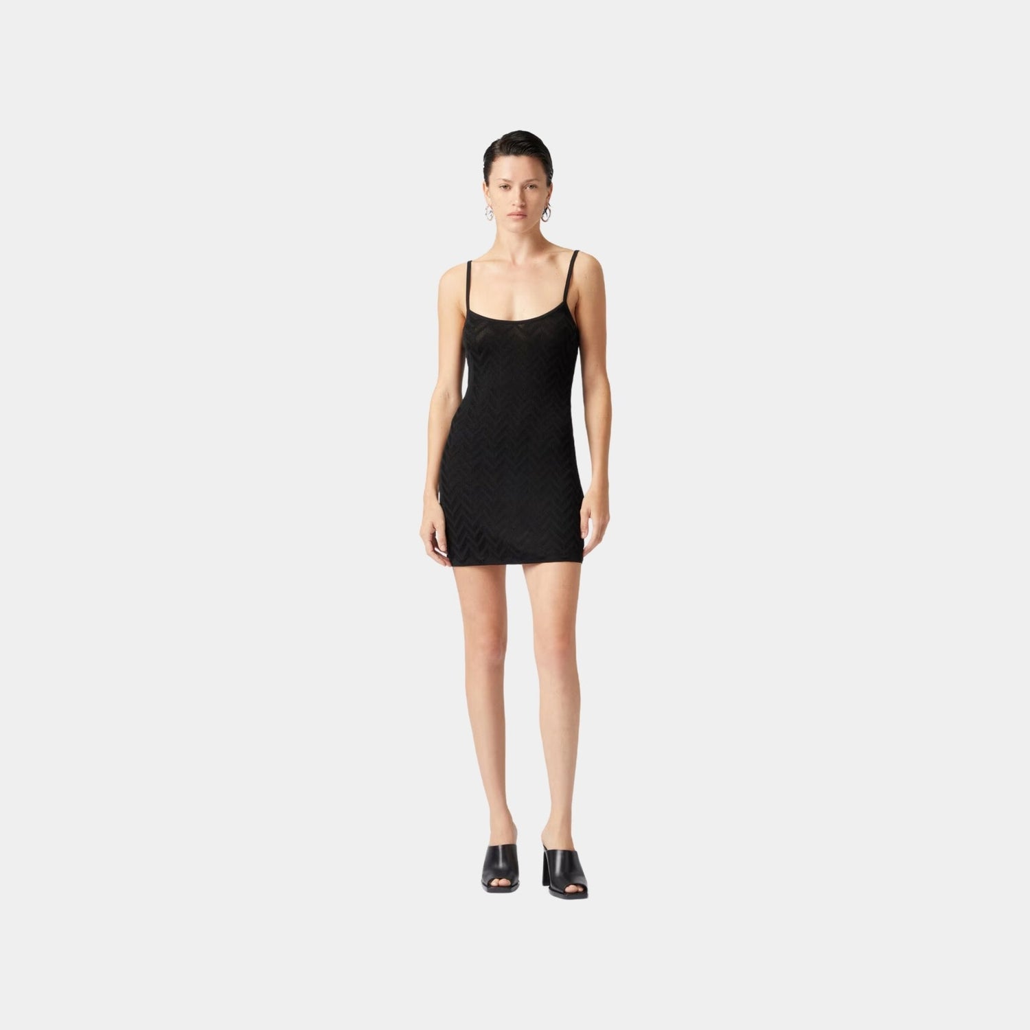 Tonal Chevron Sleeveless Mini Dress
