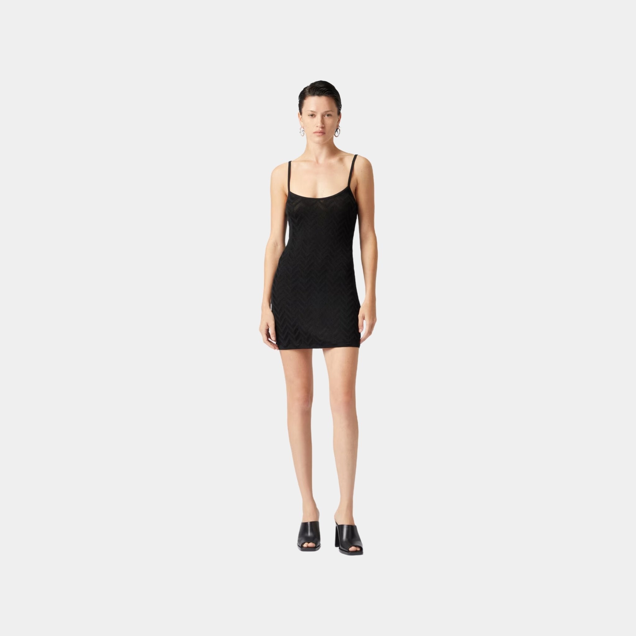 Tonal Chevron Sleeveless Mini Dress