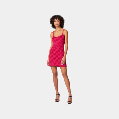 Tonal Chevron Sleeveless Mini Dress
