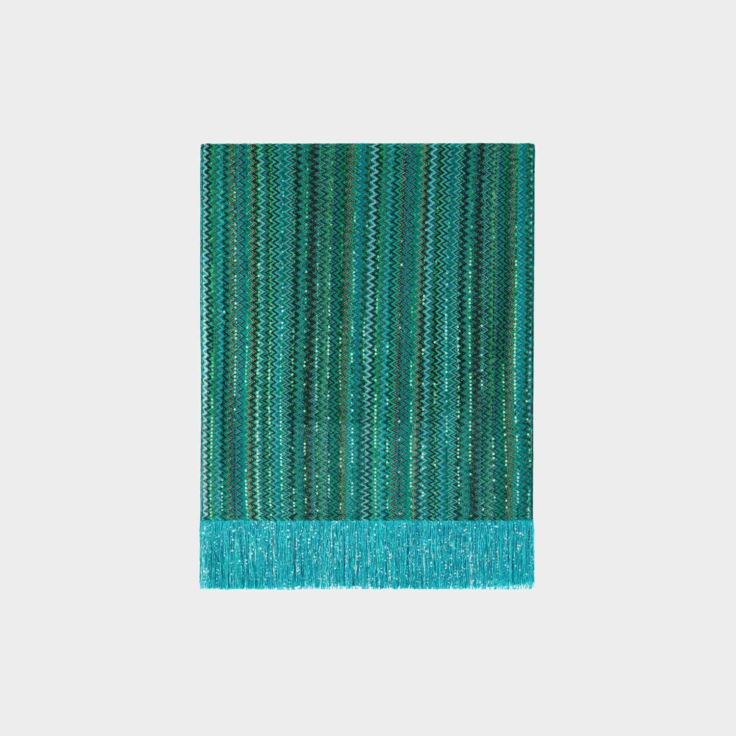 Viscose Stole In Zigzag Lame With Sequins And Fringes