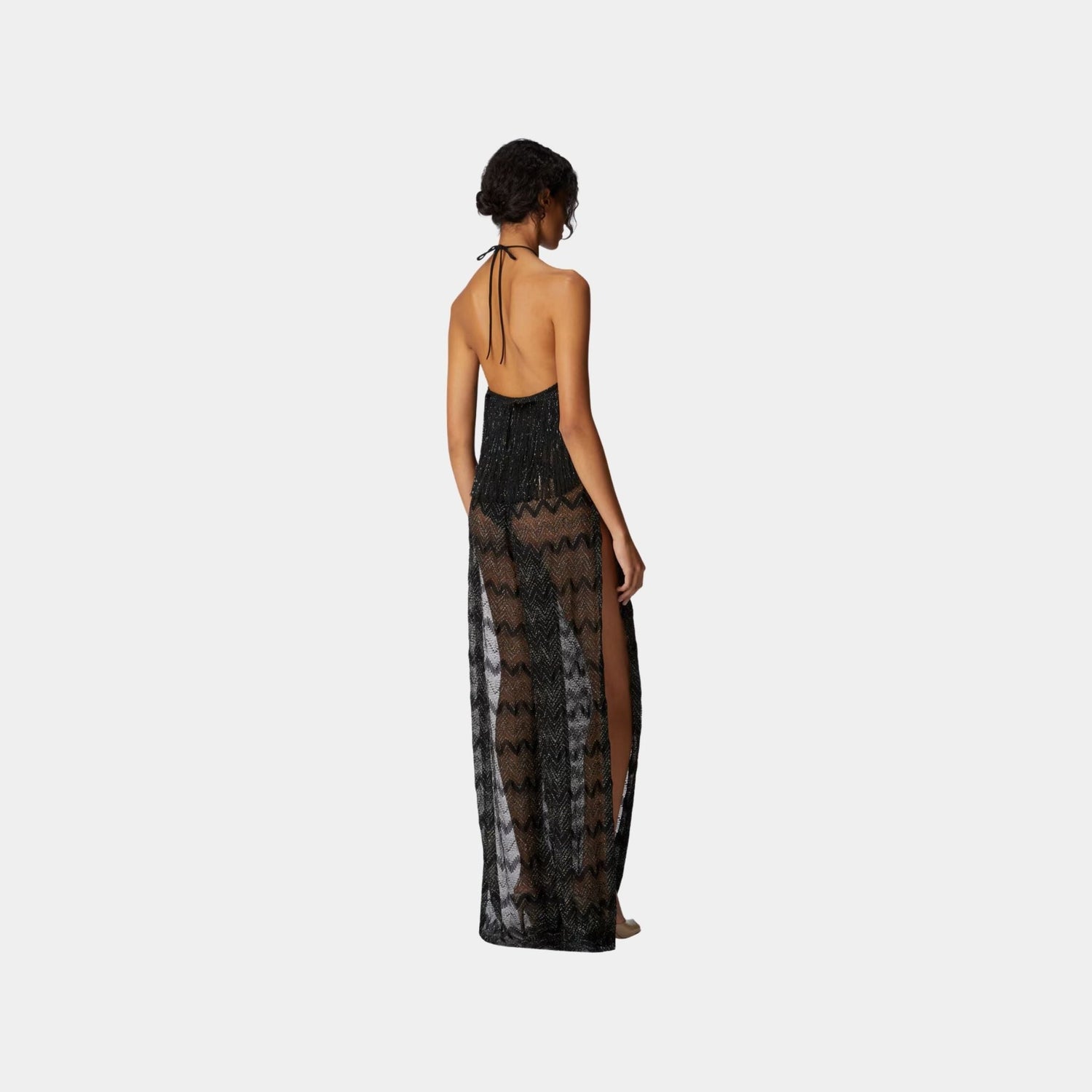 Zigzag Lame Viscose Jumpsuit With Fringes