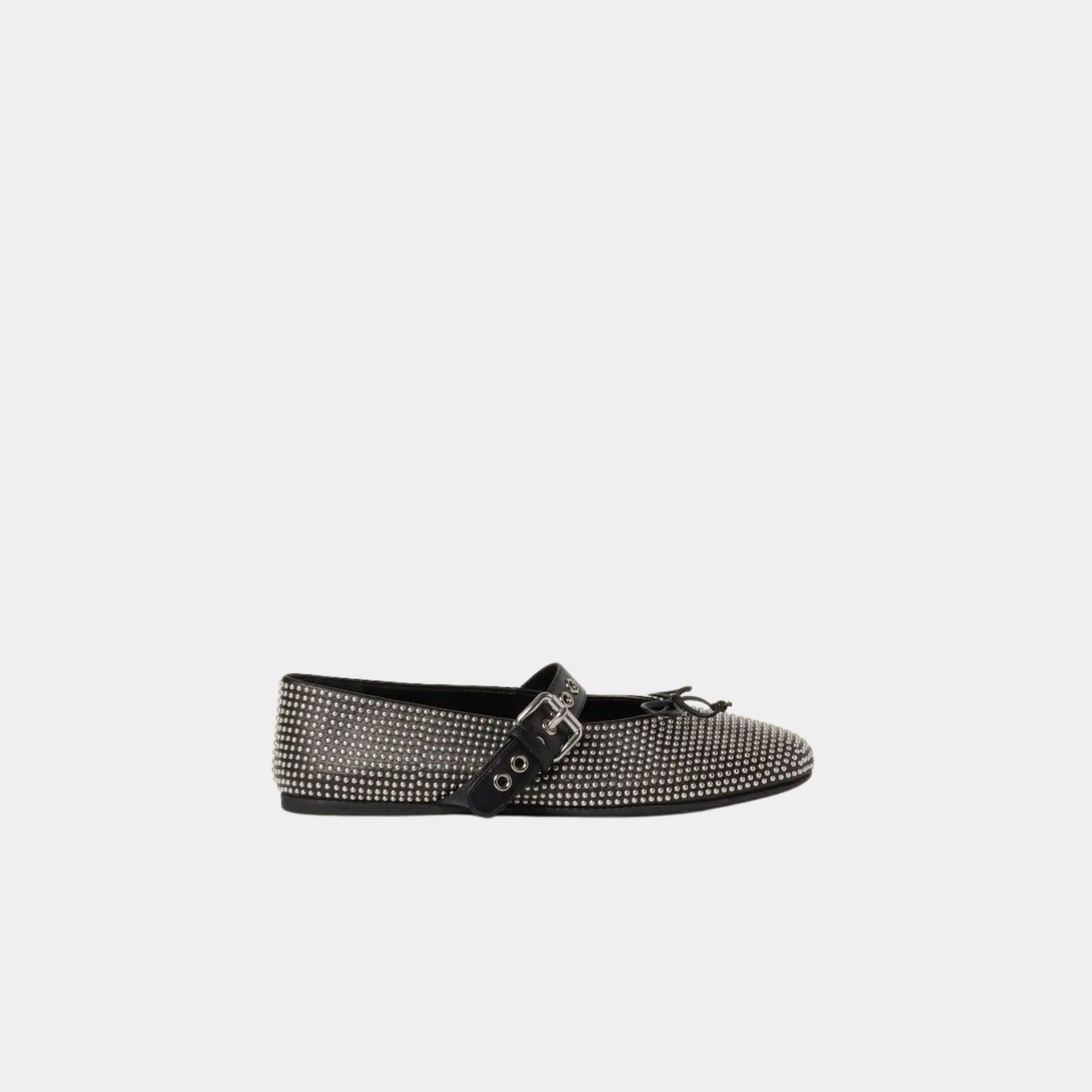 Calf Leather Ballerina Flats With Studs