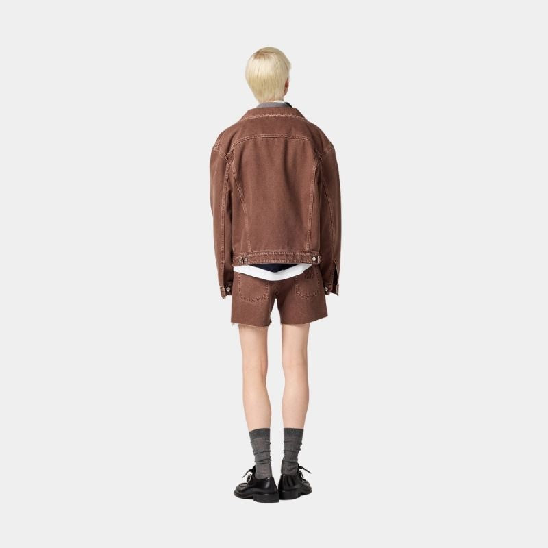 Garment Dyed Denim Blouson Brown