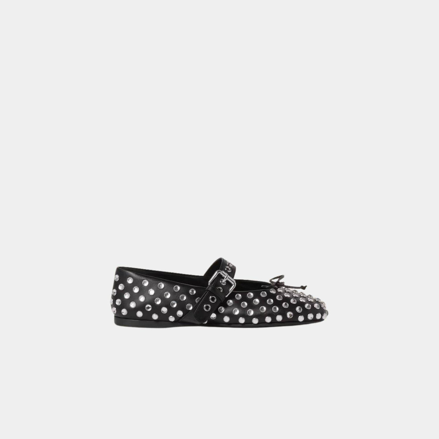 Leather Ballerinas With Artificial Crystals