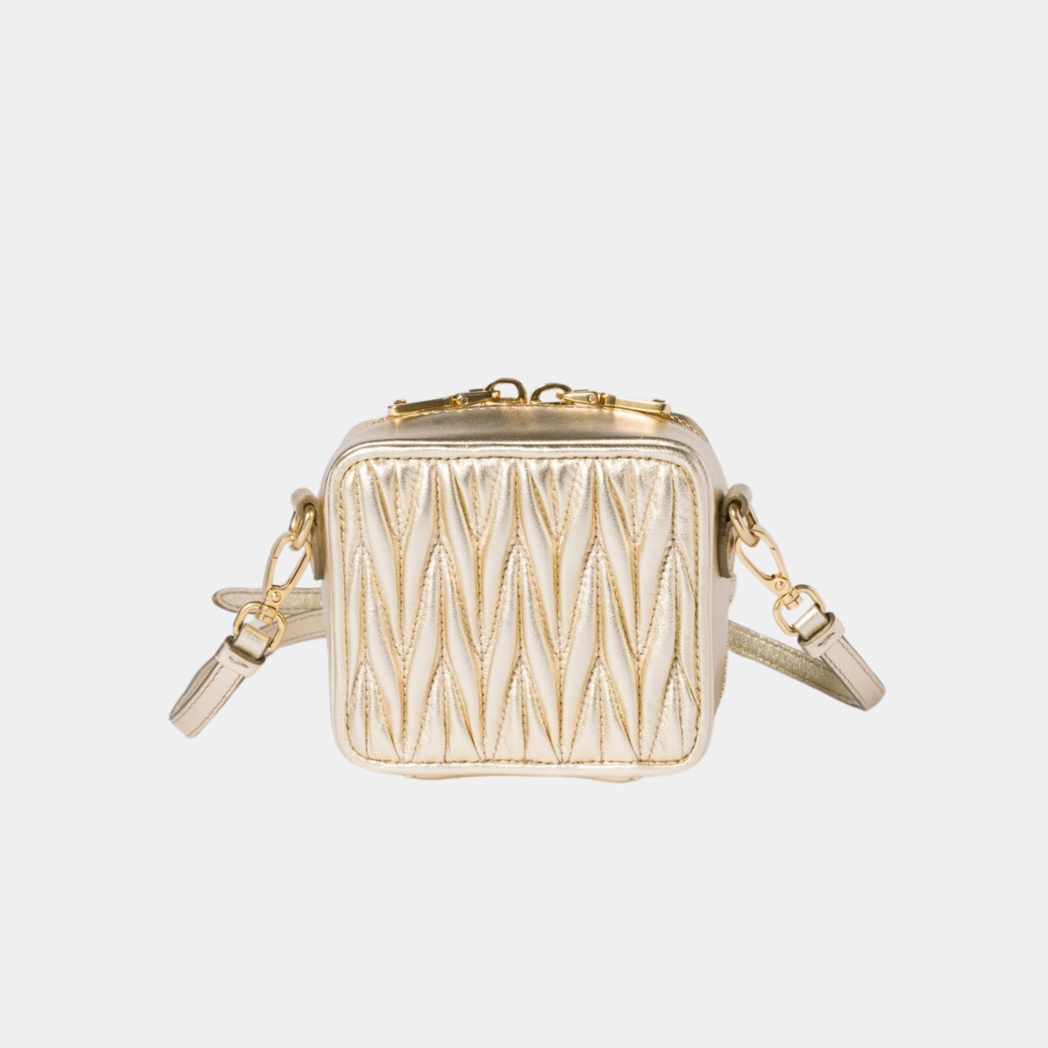 Matelasse Nappa Leather Mini Square Pouch