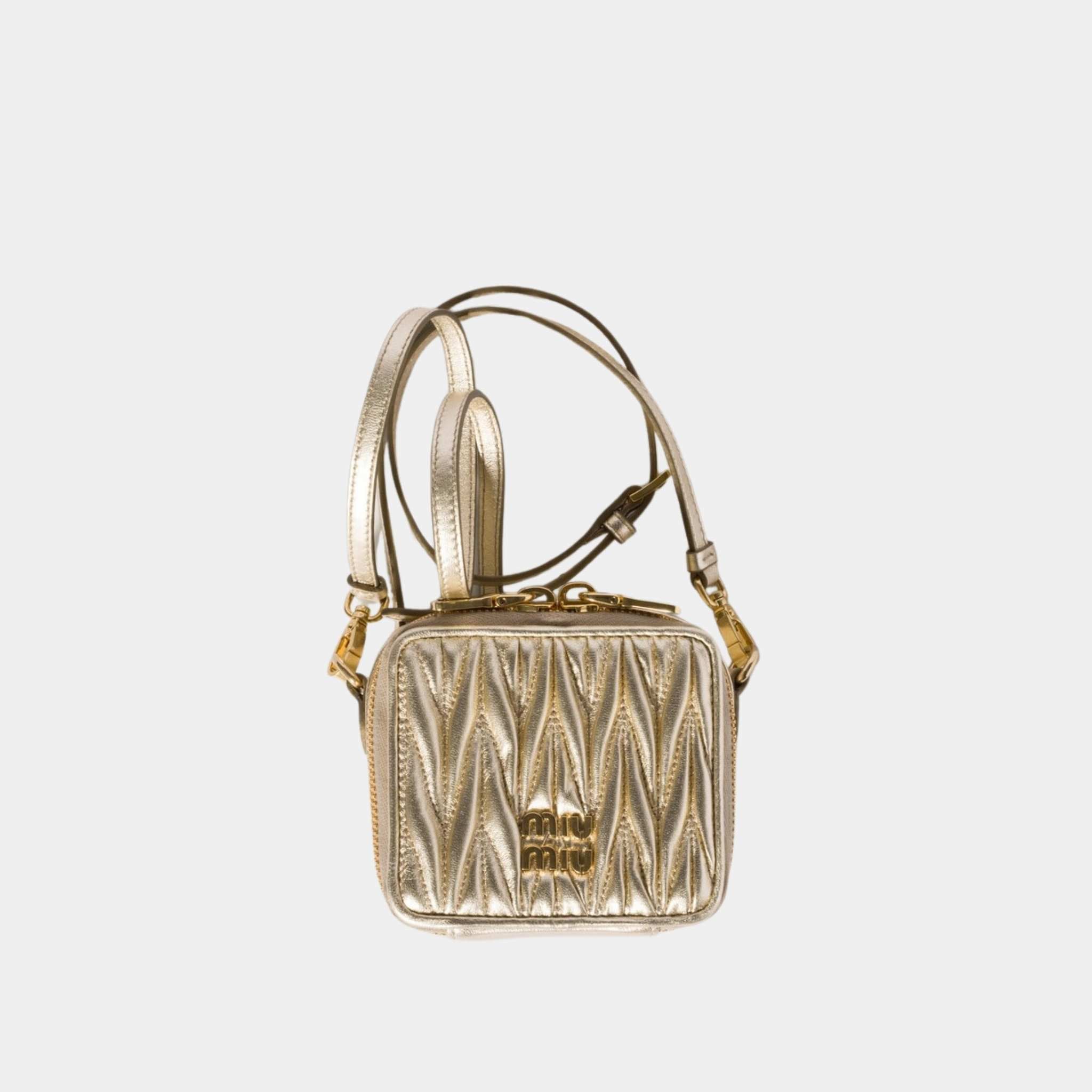 Matelasse Nappa Leather Mini Square Pouch