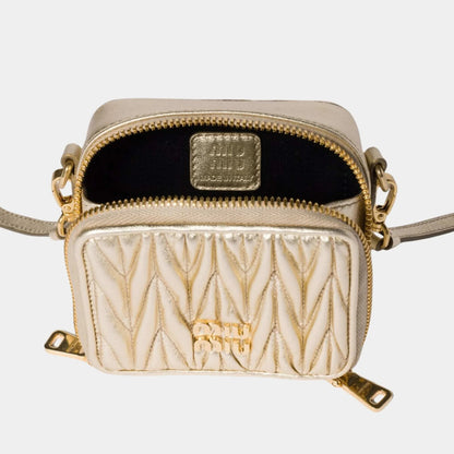 Matelasse Nappa Leather Mini Square Pouch