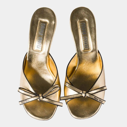 Mordoré Nappa Leather Heeled Sandals with Bow