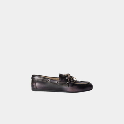 Unlined Bleached Leather Boat Shoes