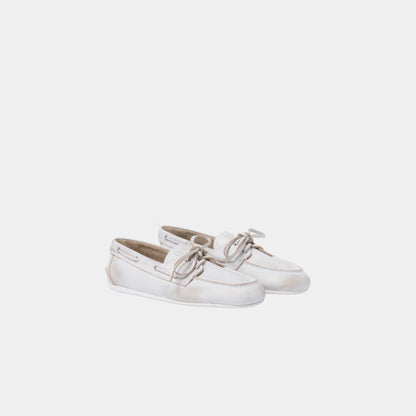 Unlined Bleached Leather Boat Shoes