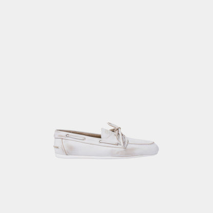 Unlined Bleached Leather Boat Shoes