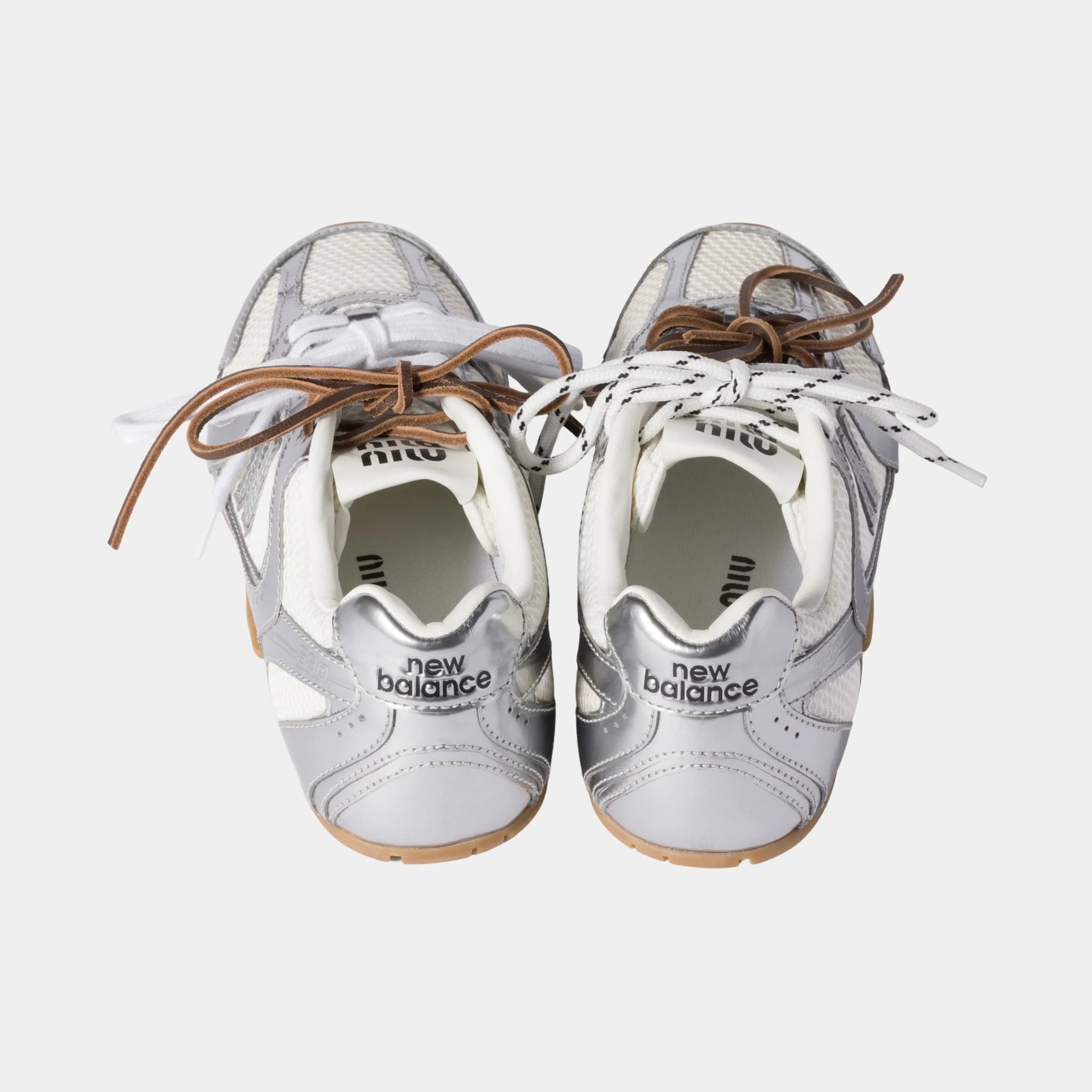 New Balance X Miu Miu 530 SL Shiny Metallic Leather &amp; Mesh Sneakers