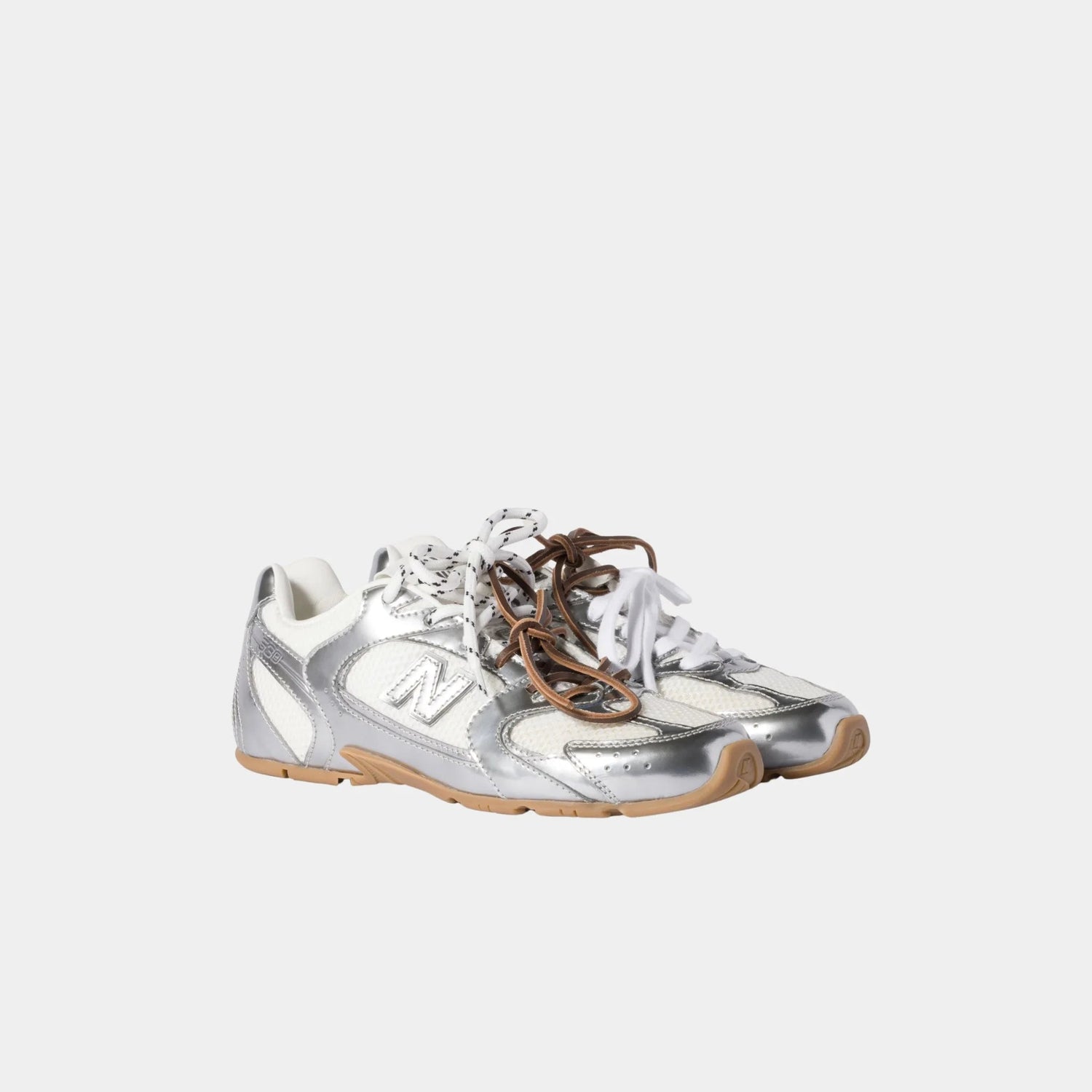 New Balance X Miu Miu 530 SL Shiny Metallic Leather &amp; Mesh Sneakers