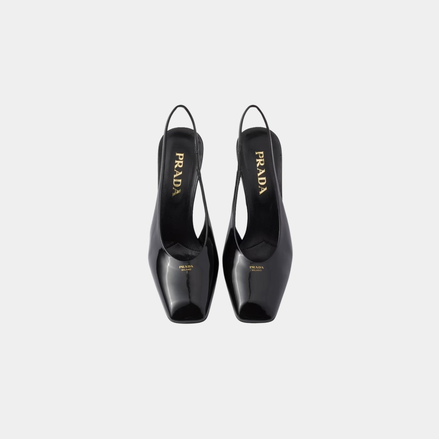 Patent Leather Slingback Pumps With Bound Leather Heel