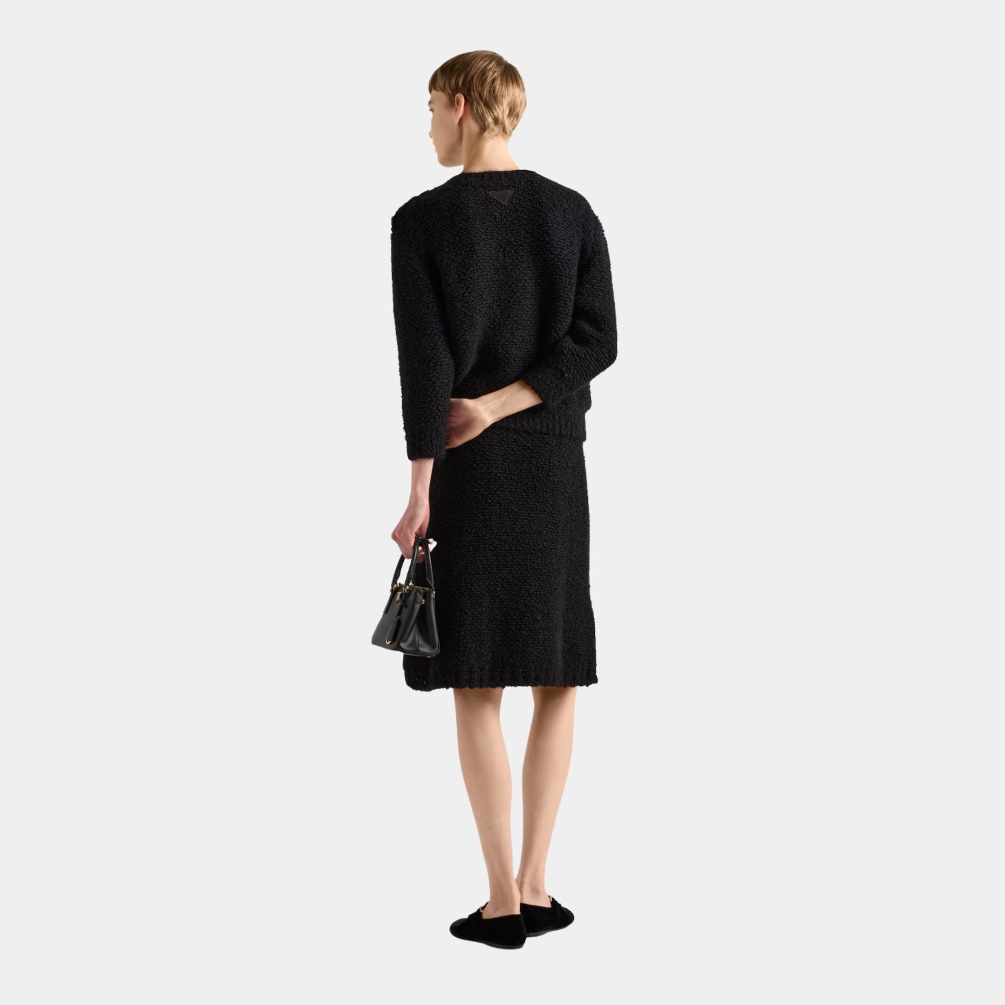 Black Bouclé Mohair Crew-neck Sweater