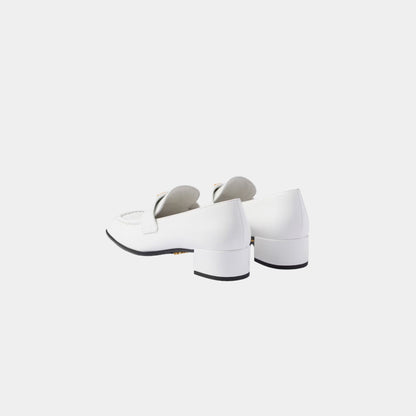 Brushed Leather Heeled Loafers