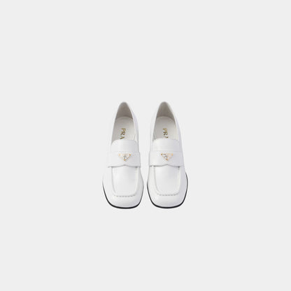 Brushed Leather Heeled Loafers