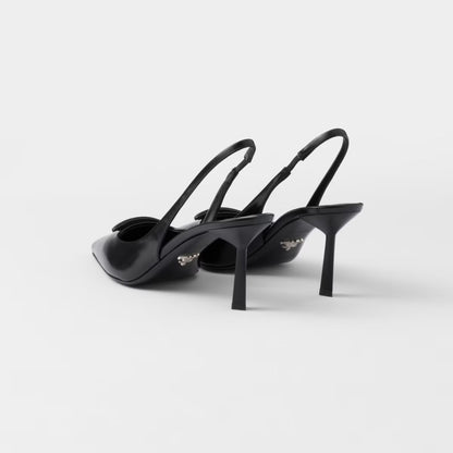 Brushed Leather Slingback Pumps