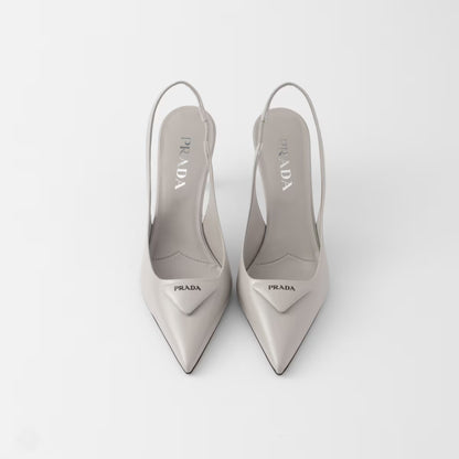 Brushed Leather Slingback Pumps