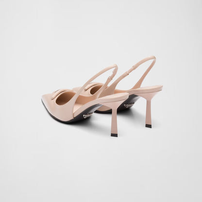 Brushed Leather Slingback Pumps